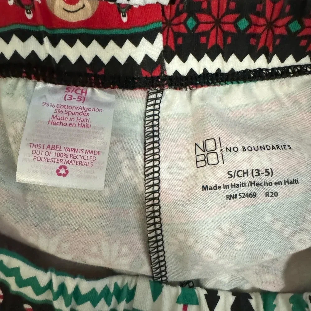 No Boundaries Reindeer & Candy Cane Red & Green Christmas Leggings - Size Small - Picture 2 of 5